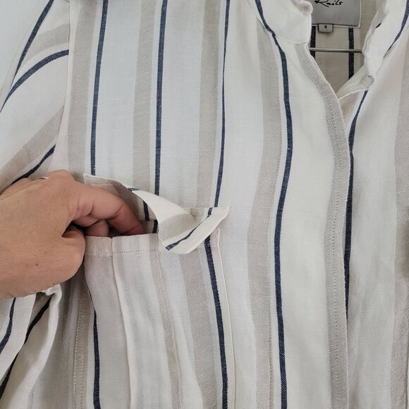 Rails Coco Stripe Linen Utility Military Jacket Womens Sz S Minimalist Layering - Picture 6 of 16